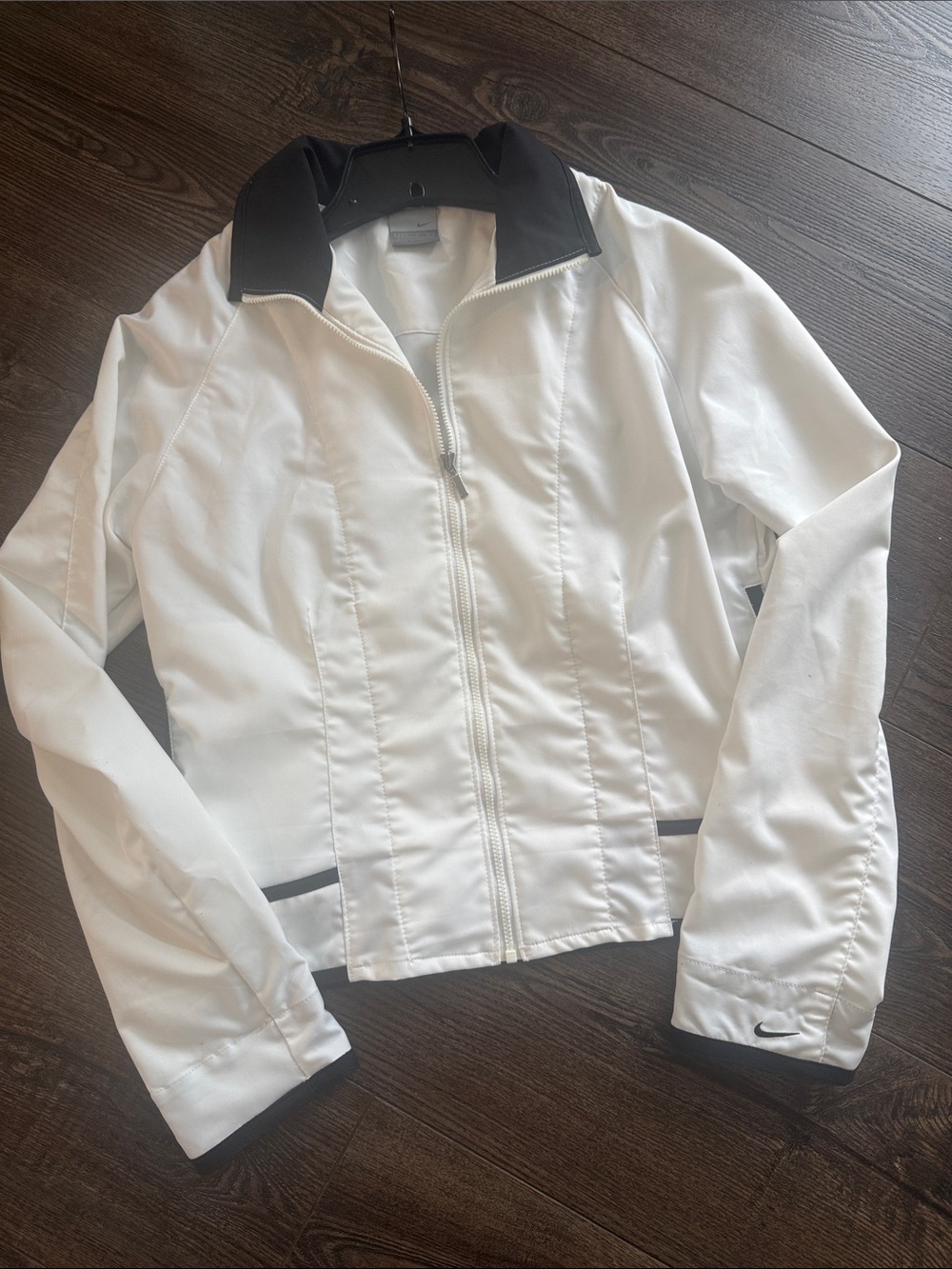 Nike White Utility Jacket with Black Collar & Trim Small